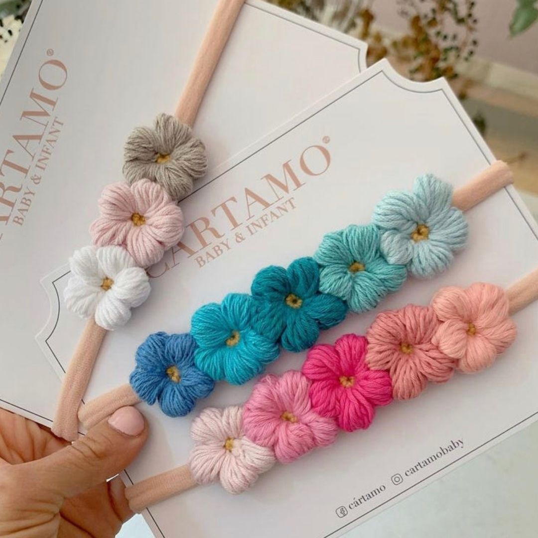 BANDITA FLORES DE COLORES TEJIDAS CARTAMO