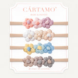 Set 4 bandas con flores tejidas a mano
