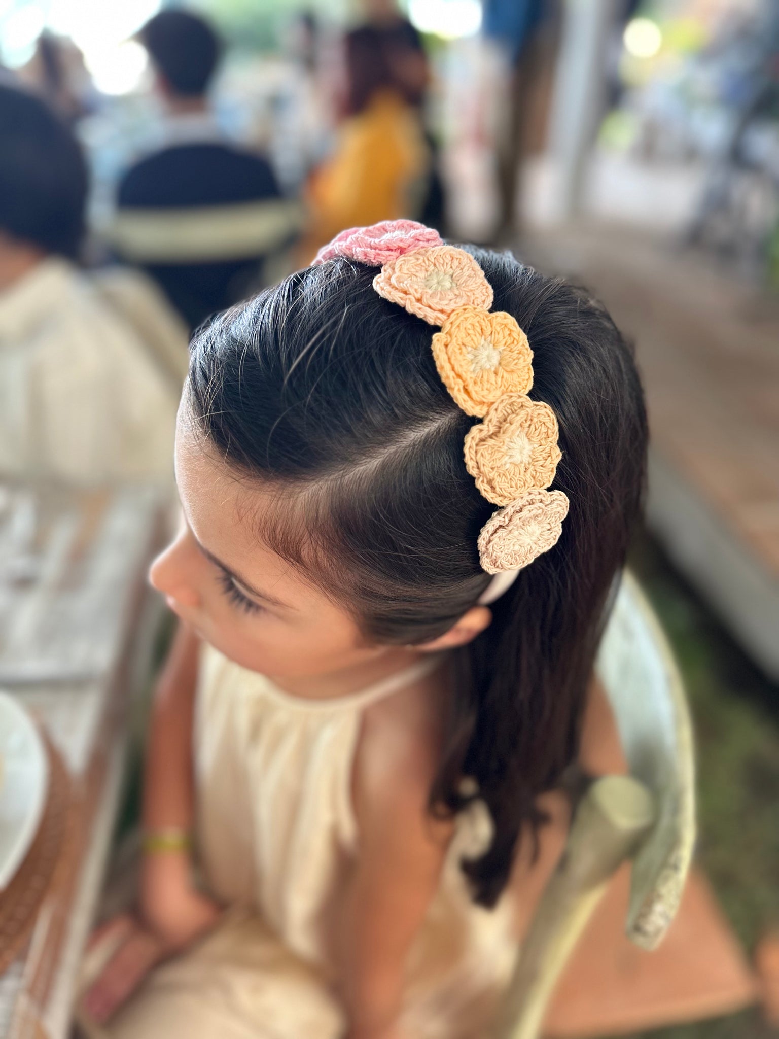 Diadema Flores Crochet degradadas