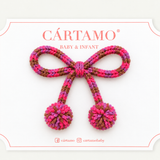 Clip Lazo Pompón tie dye Rosa-Café