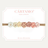 Bandita mini flores tejidas tonos rosas