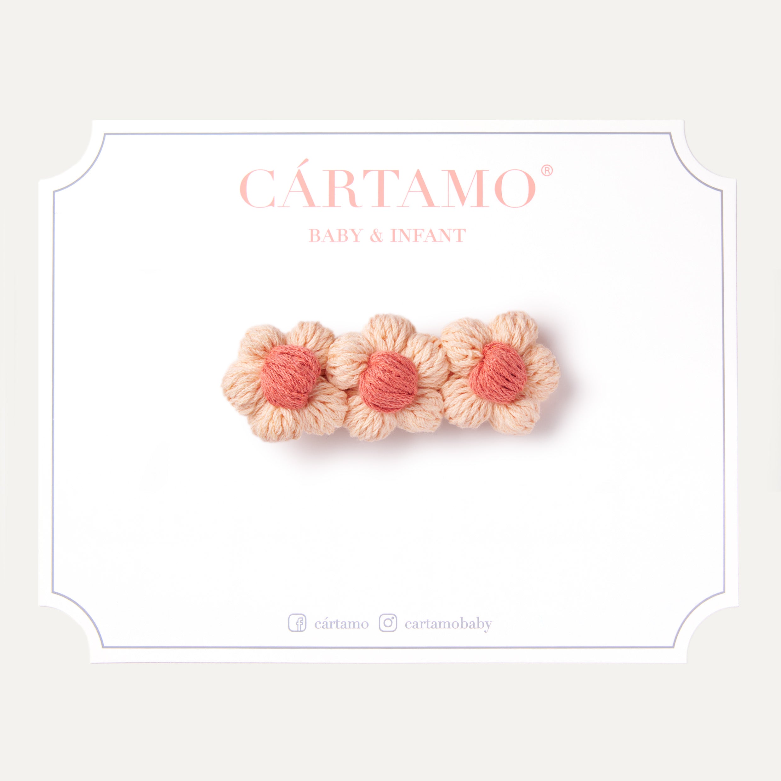 Trio Flores botón tejidas a mano