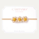 Trio Flores botón tejidas a mano