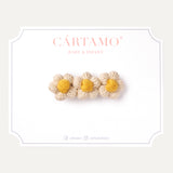 Trio Flores botón tejidas a mano