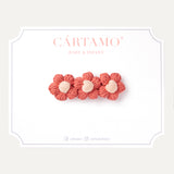 Trio Flores botón tejidas a mano