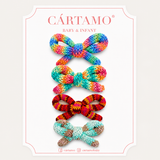 Set 4 clips lazo tejido multicolor