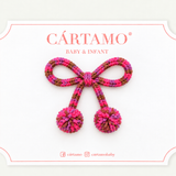 Clip Lazo Pompón tie dye Rosa-Café