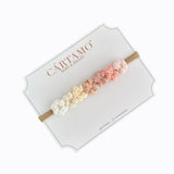 Bandita mini flores tejidas tonos rosas